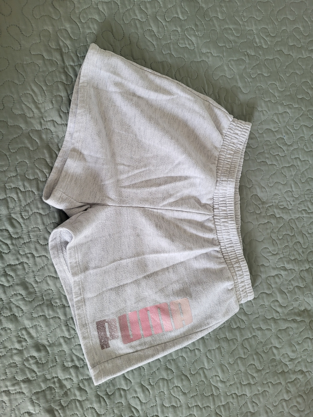 Puma White Kids Athletic Shorts with Pink Logo